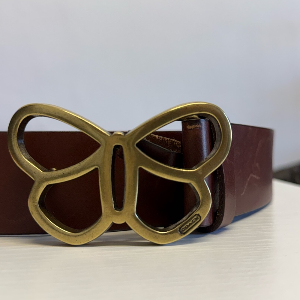 Coach Brown Belt with Gold Butterfly Buckle